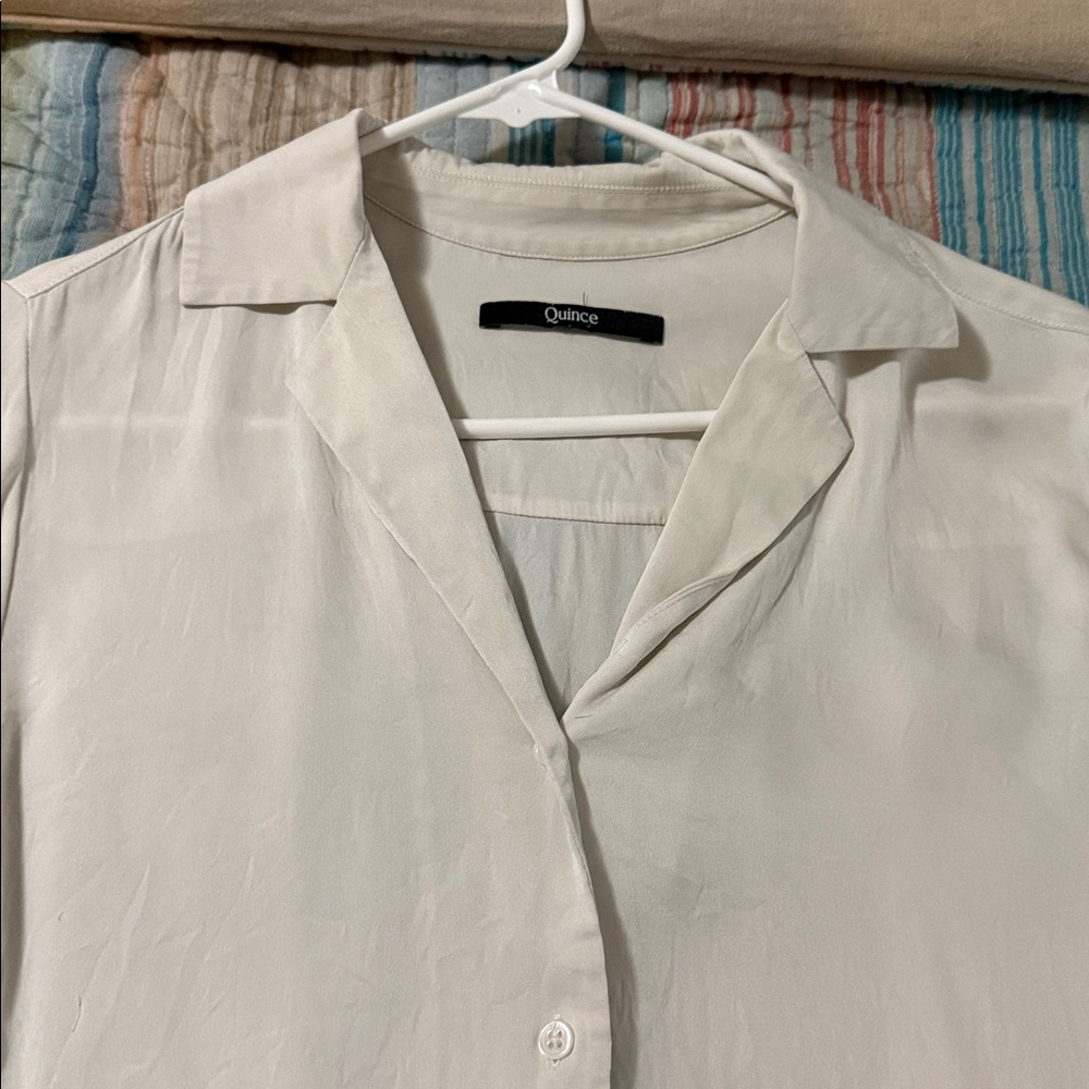 Quince Cream Collared Button-Down Blouse - image 3